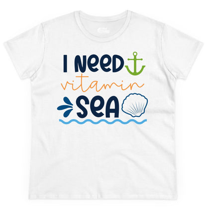 I Need Vitamin Sea Shirt - Nautical Beach Lover Summer Apparel (Ladies Tee) in White - I Need Vitamin Sea Shirt - Nautical Beach Lover Summer Graphic Tee