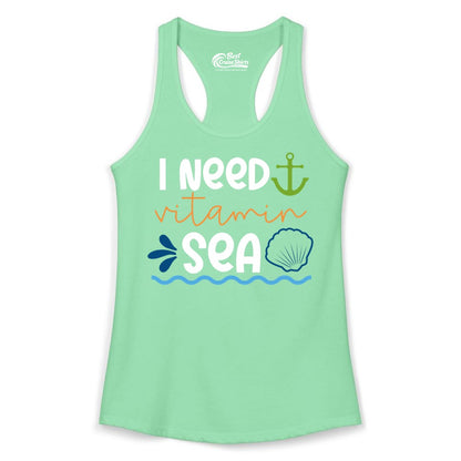 I Need Vitamin Sea Shirt - Nautical Beach Lover Summer Apparel (Ladies Tank) in Solid Mint - I Need Vitamin Sea Shirt - Nautical Beach Lover Summer Graphic Tee