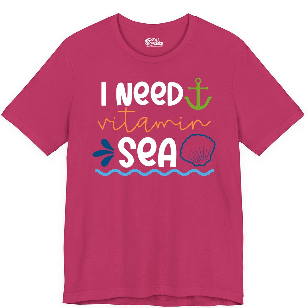 I Need Vitamin Sea Shirt - Nautical Beach Lover Summer Apparel (Premium Tee) in Berry - I Need Vitamin Sea Shirt - Nautical Beach Lover Summer Graphic Tee