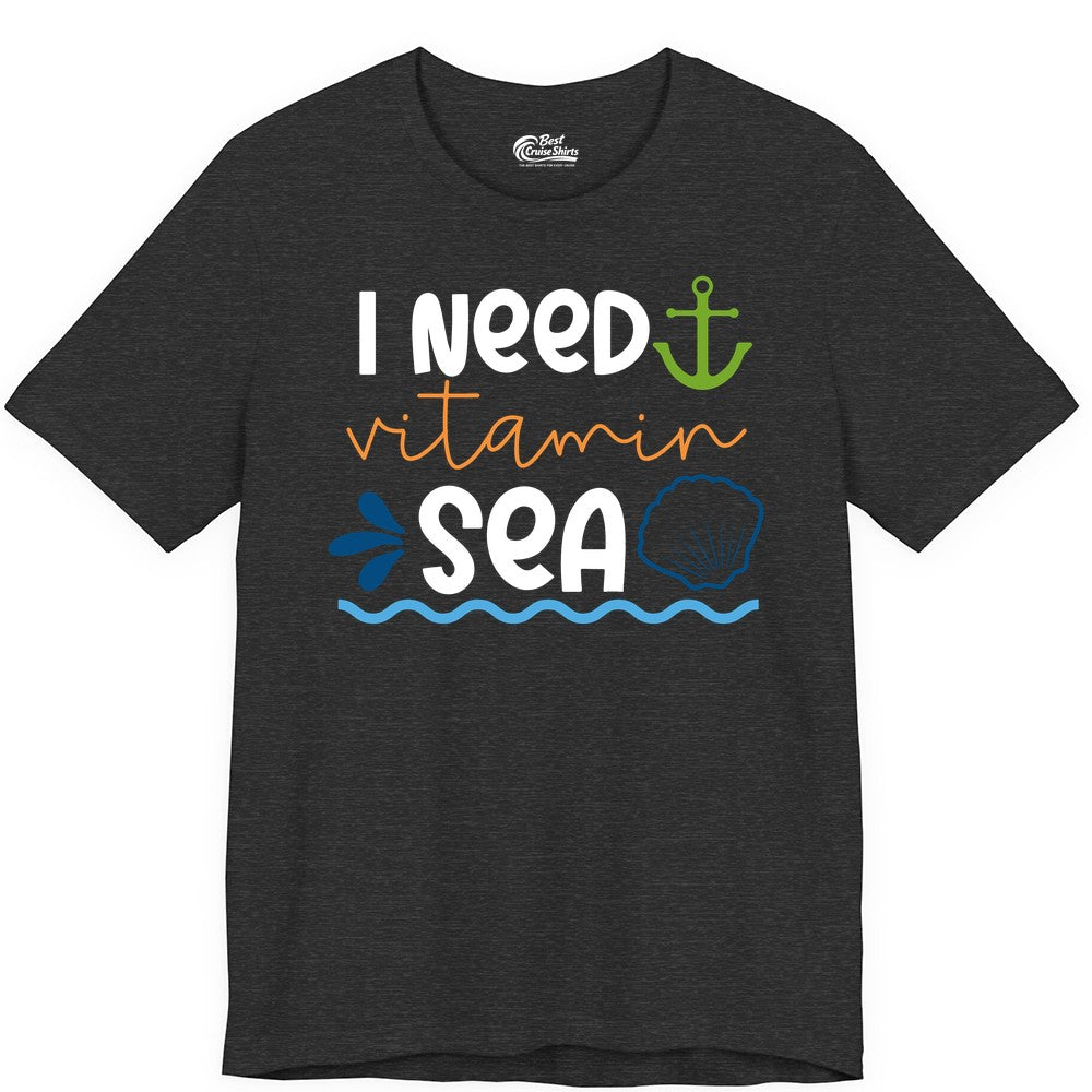 I Need Vitamin Sea Shirt - Nautical Beach Lover Summer Apparel (Premium Tee) in Dark Grey Heather - I Need Vitamin Sea Shirt - Nautical Beach Lover Summer Graphic Tee