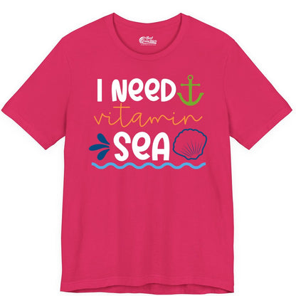I Need Vitamin Sea Shirt - Nautical Beach Lover Summer Apparel (Premium Tee) in Fuchsia - I Need Vitamin Sea Shirt - Nautical Beach Lover Summer Graphic Tee