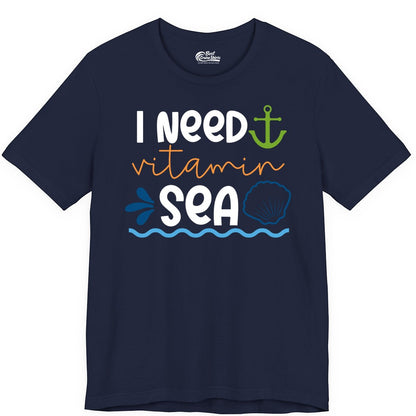 I Need Vitamin Sea Shirt - Nautical Beach Lover Summer Apparel (Premium Tee) in Navy - I Need Vitamin Sea Shirt - Nautical Beach Lover Summer Graphic Tee
