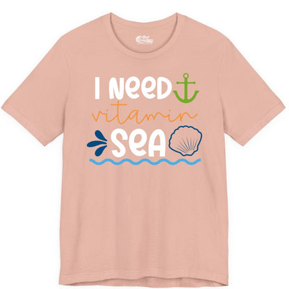I Need Vitamin Sea Shirt - Nautical Beach Lover Summer Apparel (Premium Tee) in Peach - I Need Vitamin Sea Shirt - Nautical Beach Lover Summer Graphic Tee