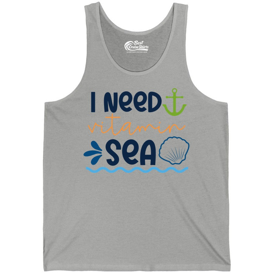 I Need Vitamin Sea Shirt - Nautical Beach Lover Summer Apparel (Tank Top) in Athletic Heather - I Need Vitamin Sea Shirt - Nautical Beach Lover Summer Graphic Tee