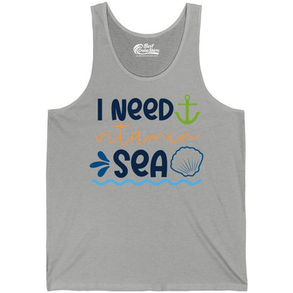 I Need Vitamin Sea Shirt - Nautical Beach Lover Summer Apparel (Tank Top) in Athletic Heather - I Need Vitamin Sea Shirt - Nautical Beach Lover Summer Graphic Tee