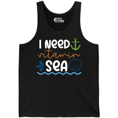I Need Vitamin Sea Shirt - Nautical Beach Lover Summer Apparel (Tank Top) in Black - I Need Vitamin Sea Shirt - Nautical Beach Lover Summer Graphic Tee
