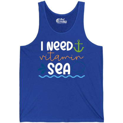 I Need Vitamin Sea Shirt - Nautical Beach Lover Summer Apparel (Tank Top) in True Royal - I Need Vitamin Sea Shirt - Nautical Beach Lover Summer Graphic Tee