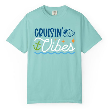 Cruisin Vibes Shirt - Nautical Cruise Apparel for Vacation Getaways (Comfort Color) in Chalky Mint - Cruisin Vibes Shirt - Playful Nautical Cruise Vacation Design