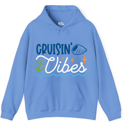 Cruisin Vibes Shirt - Nautical Cruise Apparel for Vacation Getaways (Hoodie) in Carolina Blue - Cruisin Vibes Shirt - Playful Nautical Cruise Vacation Design
