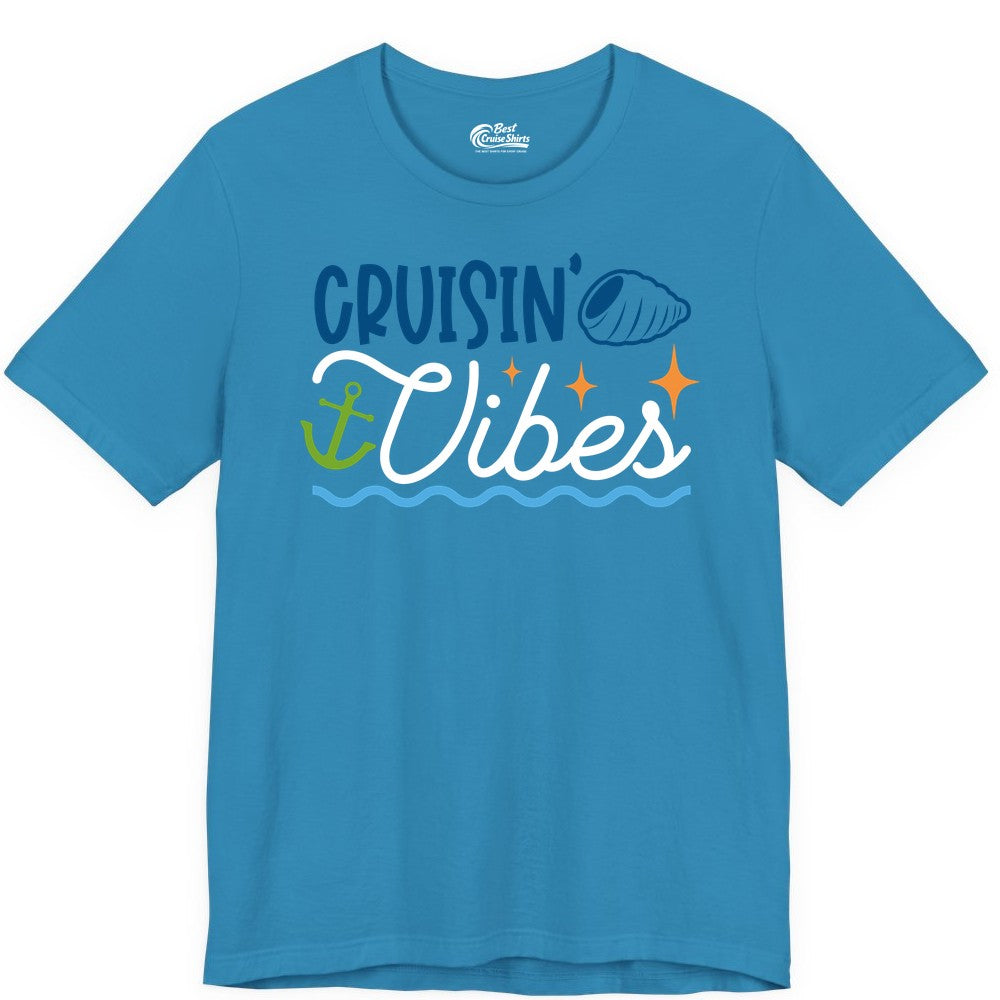 Cruisin Vibes Shirt - Nautical Cruise Apparel for Vacation Getaways (Premium Tee) in Aqua - Cruisin Vibes Shirt - Playful Nautical Cruise Vacation Design