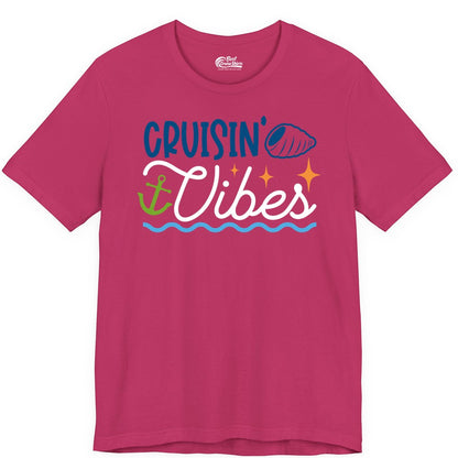Cruisin Vibes Shirt - Nautical Cruise Apparel for Vacation Getaways (Premium Tee) in Berry - Cruisin Vibes Shirt - Playful Nautical Cruise Vacation Design