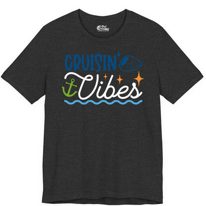 Cruisin Vibes Shirt - Nautical Cruise Apparel for Vacation Getaways (Premium Tee) in Dark Grey Heather - Cruisin Vibes Shirt - Playful Nautical Cruise Vacation Design