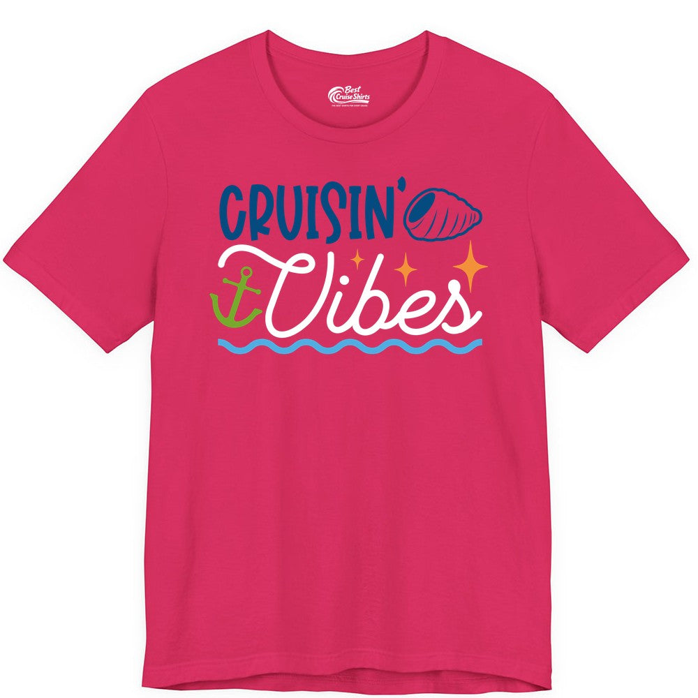 Cruisin Vibes Shirt - Nautical Cruise Apparel for Vacation Getaways (Premium Tee) in Fuchsia - Cruisin Vibes Shirt - Playful Nautical Cruise Vacation Design