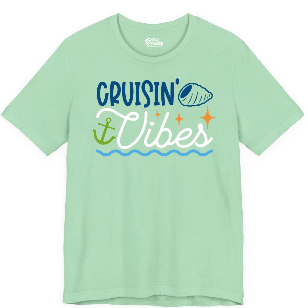 Cruisin Vibes Shirt - Nautical Cruise Apparel for Vacation Getaways (Premium Tee) in Mint - Cruisin Vibes Shirt - Playful Nautical Cruise Vacation Design