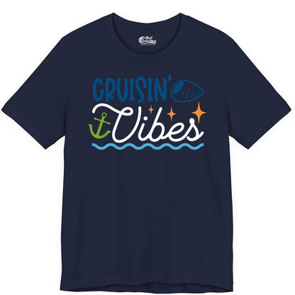 Cruisin Vibes Shirt - Nautical Cruise Apparel for Vacation Getaways (Premium Tee) in Navy - Cruisin Vibes Shirt - Playful Nautical Cruise Vacation Design