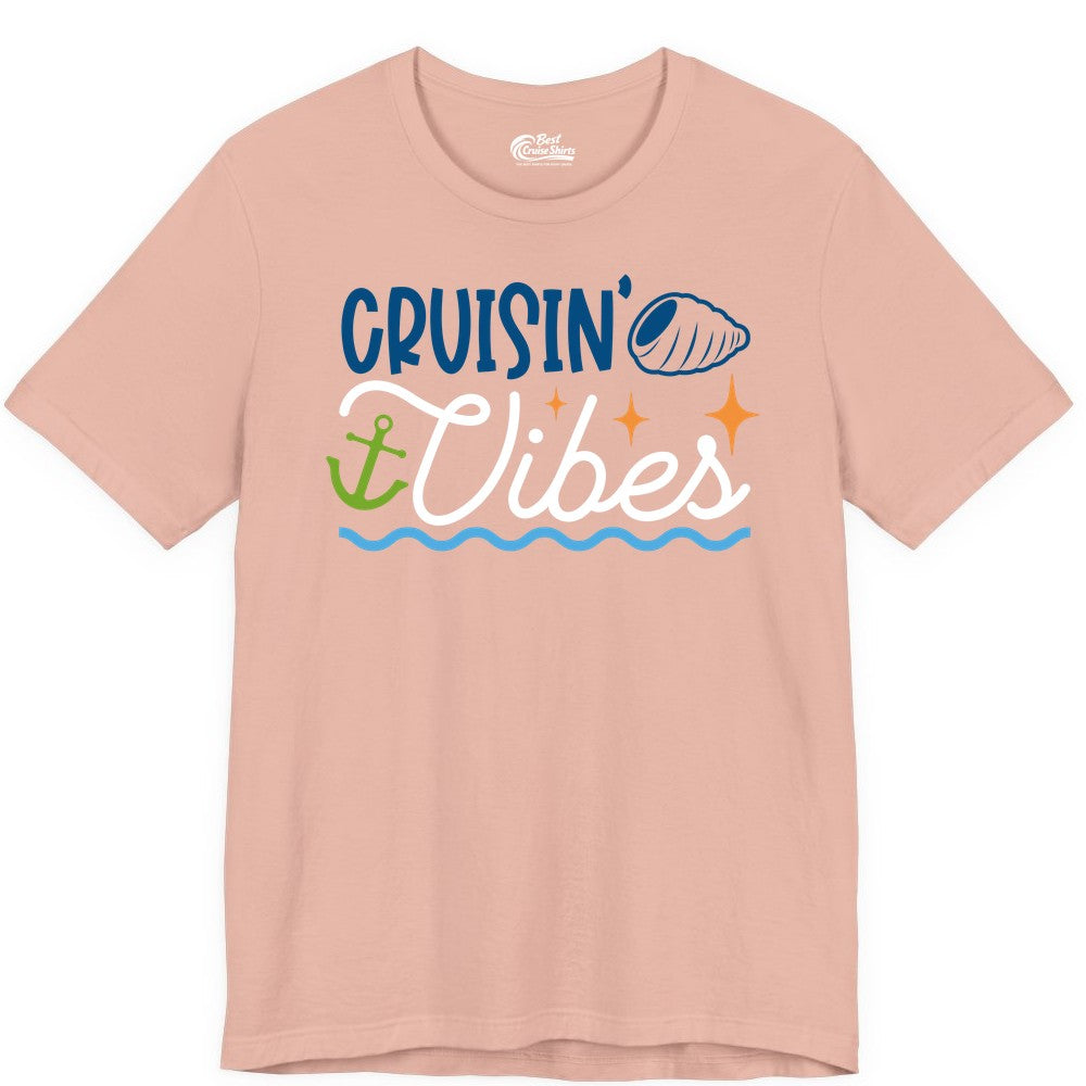 Cruisin Vibes Shirt - Nautical Cruise Apparel for Vacation Getaways (Premium Tee) in Peach - Cruisin Vibes Shirt - Playful Nautical Cruise Vacation Design