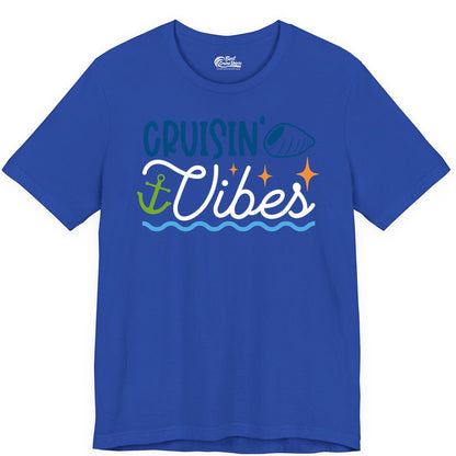 Cruisin Vibes Shirt - Nautical Cruise Apparel for Vacation Getaways (Premium Tee) in True Royal - Cruisin Vibes Shirt - Playful Nautical Cruise Vacation Design