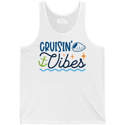 Cruisin Vibes Shirt - Nautical Cruise Apparel for Vacation Getaways (Tank Top) in White - Cruisin Vibes Shirt - Playful Nautical Cruise Vacation Design