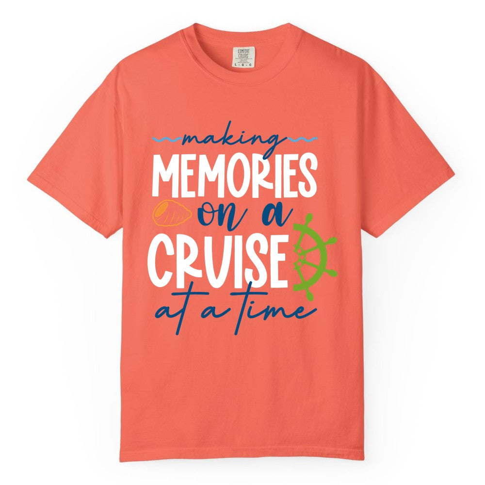 Making Memories Cruise Shirt - Nautical Cruise Vacation Apparel (Comfort Color) in Bright Salmon - Making Memories on a Cruise Nautical Family Vacation Shirt