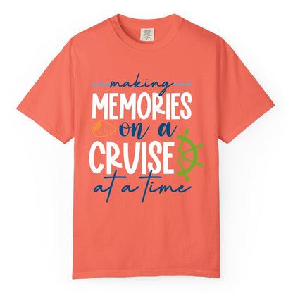 Making Memories Cruise Shirt - Nautical Cruise Vacation Apparel (Comfort Color) in Bright Salmon - Making Memories on a Cruise Nautical Family Vacation Shirt