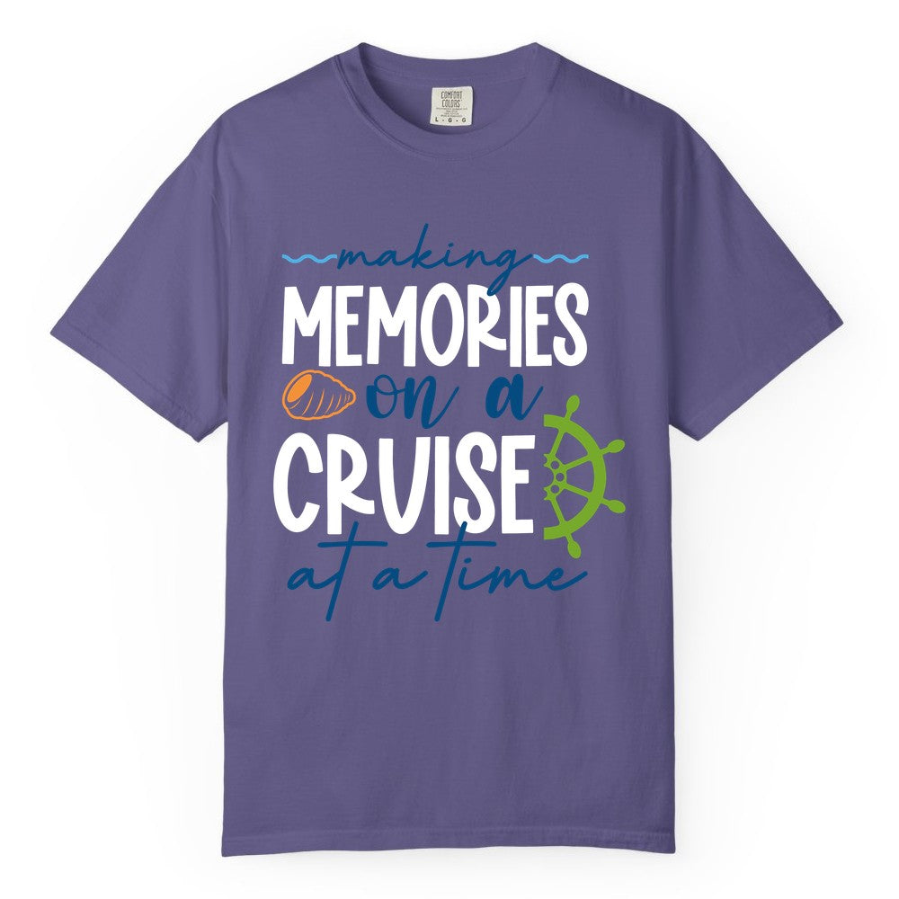 Making Memories Cruise Shirt - Nautical Cruise Vacation Apparel (Comfort Color) in Grape - Making Memories on a Cruise Nautical Family Vacation Shirt