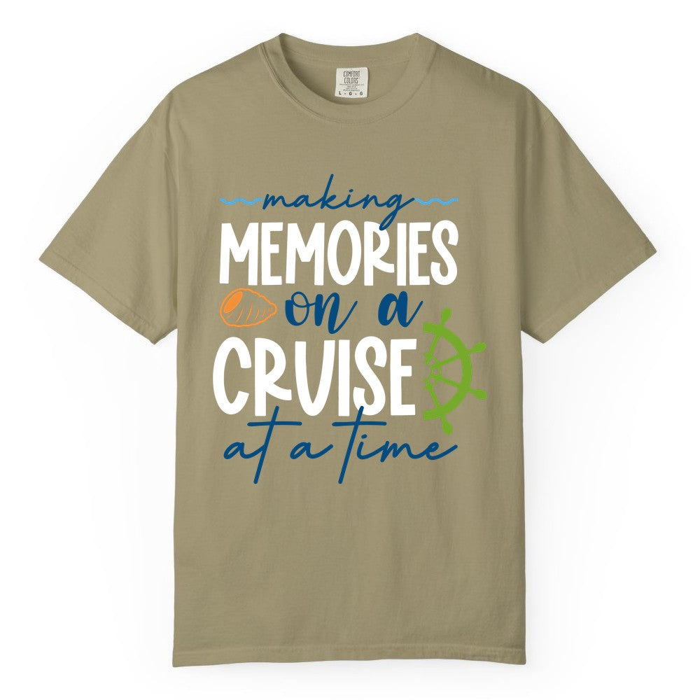 Making Memories Cruise Shirt - Nautical Cruise Vacation Apparel (Comfort Color) in Khaki - Making Memories on a Cruise Nautical Family Vacation Shirt