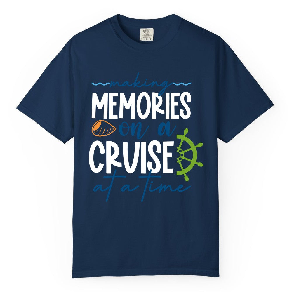 Making Memories Cruise Shirt - Nautical Cruise Vacation Apparel (Comfort Color) in Navy - Making Memories on a Cruise Nautical Family Vacation Shirt