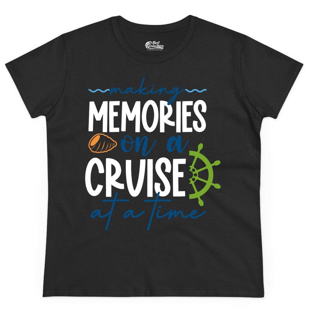 Making Memories Cruise Shirt - Nautical Cruise Vacation Apparel (Ladies Tee) in Black - Making Memories on a Cruise Nautical Family Vacation Shirt