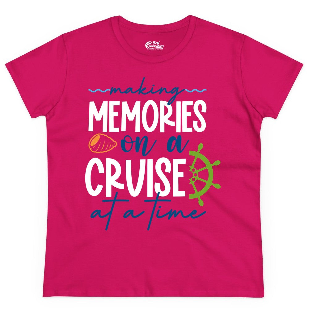 Making Memories Cruise Shirt - Nautical Cruise Vacation Apparel (Ladies Tee) in Heliconia - Making Memories on a Cruise Nautical Family Vacation Shirt