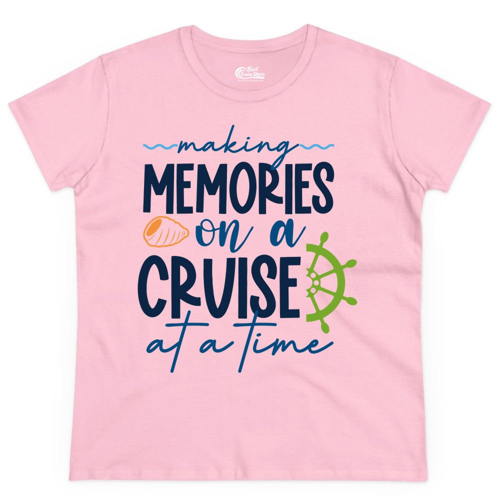Making Memories Cruise Shirt - Nautical Cruise Vacation Apparel (Ladies Tee) in Light Pink - Making Memories on a Cruise Nautical Family Vacation Shirt