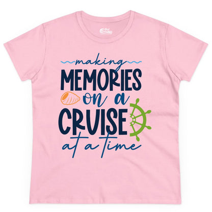 Making Memories Cruise Shirt - Nautical Cruise Vacation Apparel (Ladies Tee) in Light Pink - Making Memories on a Cruise Nautical Family Vacation Shirt
