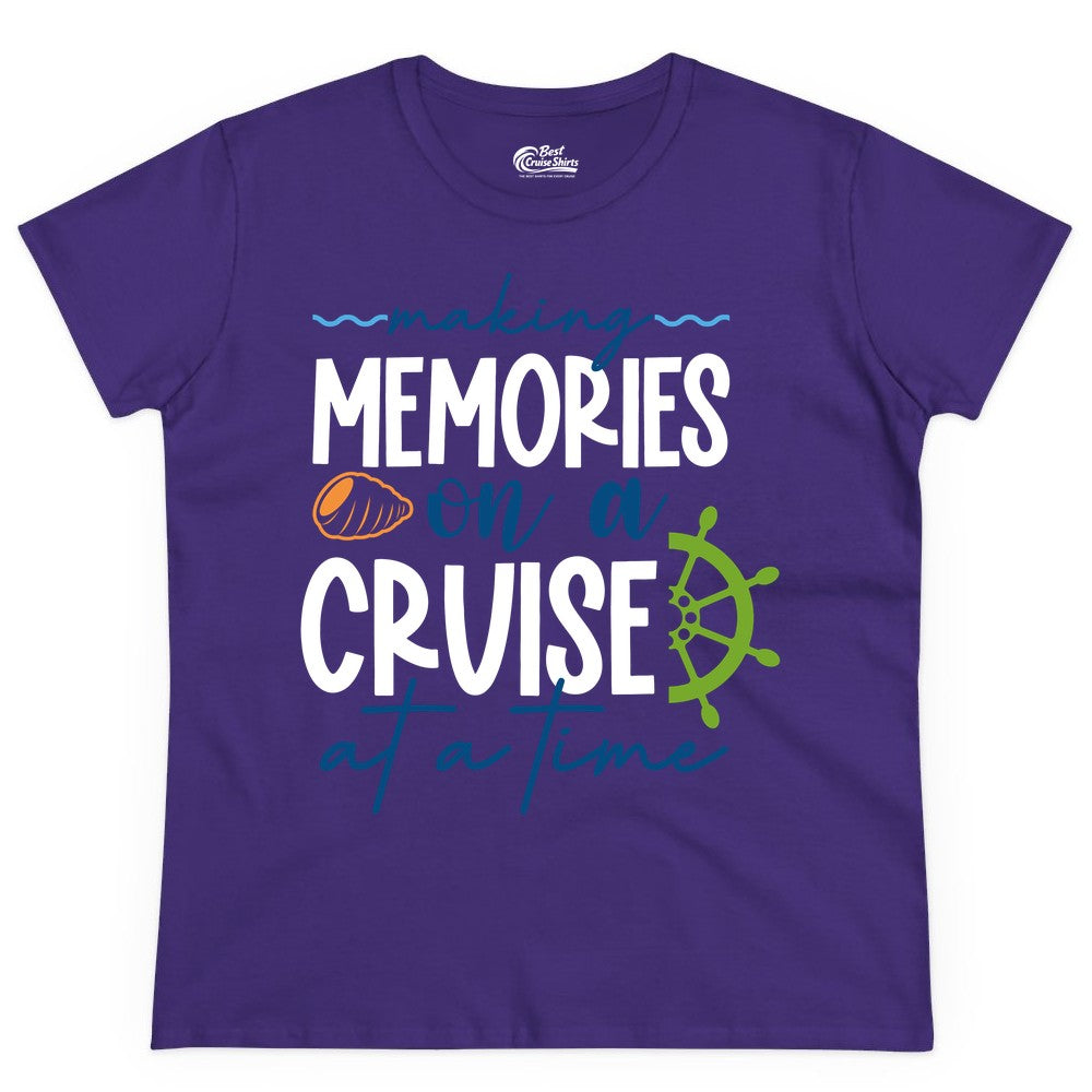 Making Memories Cruise Shirt - Nautical Cruise Vacation Apparel (Ladies Tee) in Purple - Making Memories on a Cruise Nautical Family Vacation Shirt