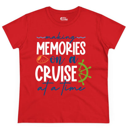 Making Memories Cruise Shirt - Nautical Cruise Vacation Apparel (Ladies Tee) in Red - Making Memories on a Cruise Nautical Family Vacation Shirt