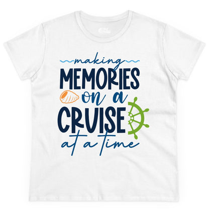 Making Memories Cruise Shirt - Nautical Cruise Vacation Apparel (Ladies Tee) in White - Making Memories on a Cruise Nautical Family Vacation Shirt
