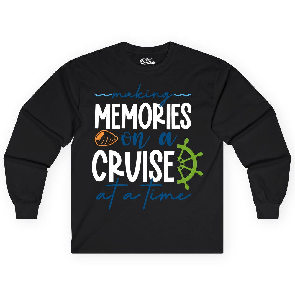 Making Memories Cruise Shirt - Nautical Cruise Vacation Apparel (Long Sleeve) in Black - Making Memories on a Cruise Nautical Family Vacation Shirt