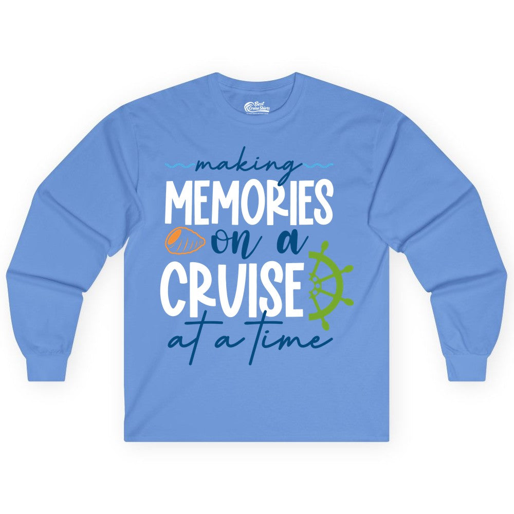 Making Memories Cruise Shirt - Nautical Cruise Vacation Apparel (Long Sleeve) in Carolina Blue - Making Memories on a Cruise Nautical Family Vacation Shirt