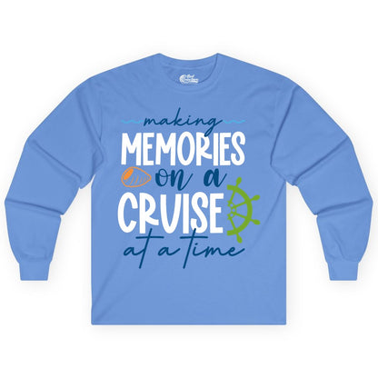 Making Memories Cruise Shirt - Nautical Cruise Vacation Apparel (Long Sleeve) in Carolina Blue - Making Memories on a Cruise Nautical Family Vacation Shirt