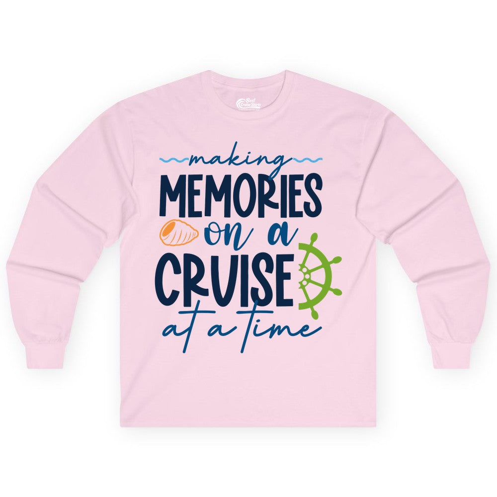 Making Memories Cruise Shirt - Nautical Cruise Vacation Apparel (Long Sleeve) in Light Pink - Making Memories on a Cruise Nautical Family Vacation Shirt