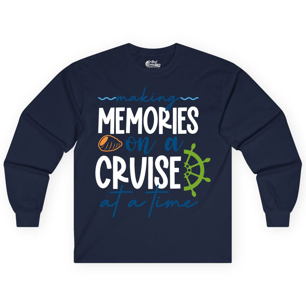 Making Memories Cruise Shirt - Nautical Cruise Vacation Apparel (Long Sleeve) in Navy - Making Memories on a Cruise Nautical Family Vacation Shirt
