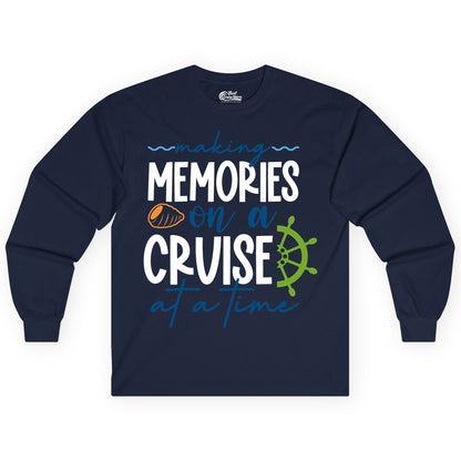Making Memories Cruise Shirt - Nautical Cruise Vacation Apparel (Long Sleeve) in Navy - Making Memories on a Cruise Nautical Family Vacation Shirt