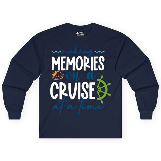 Making Memories Cruise Shirt - Nautical Cruise Vacation Apparel (Long Sleeve) in Navy - Making Memories on a Cruise Nautical Family Vacation Shirt