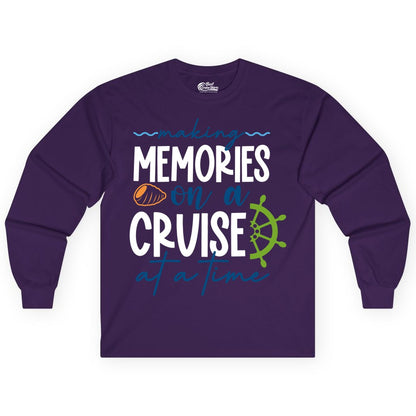 Making Memories Cruise Shirt - Nautical Cruise Vacation Apparel (Long Sleeve) in Purple - Making Memories on a Cruise Nautical Family Vacation Shirt