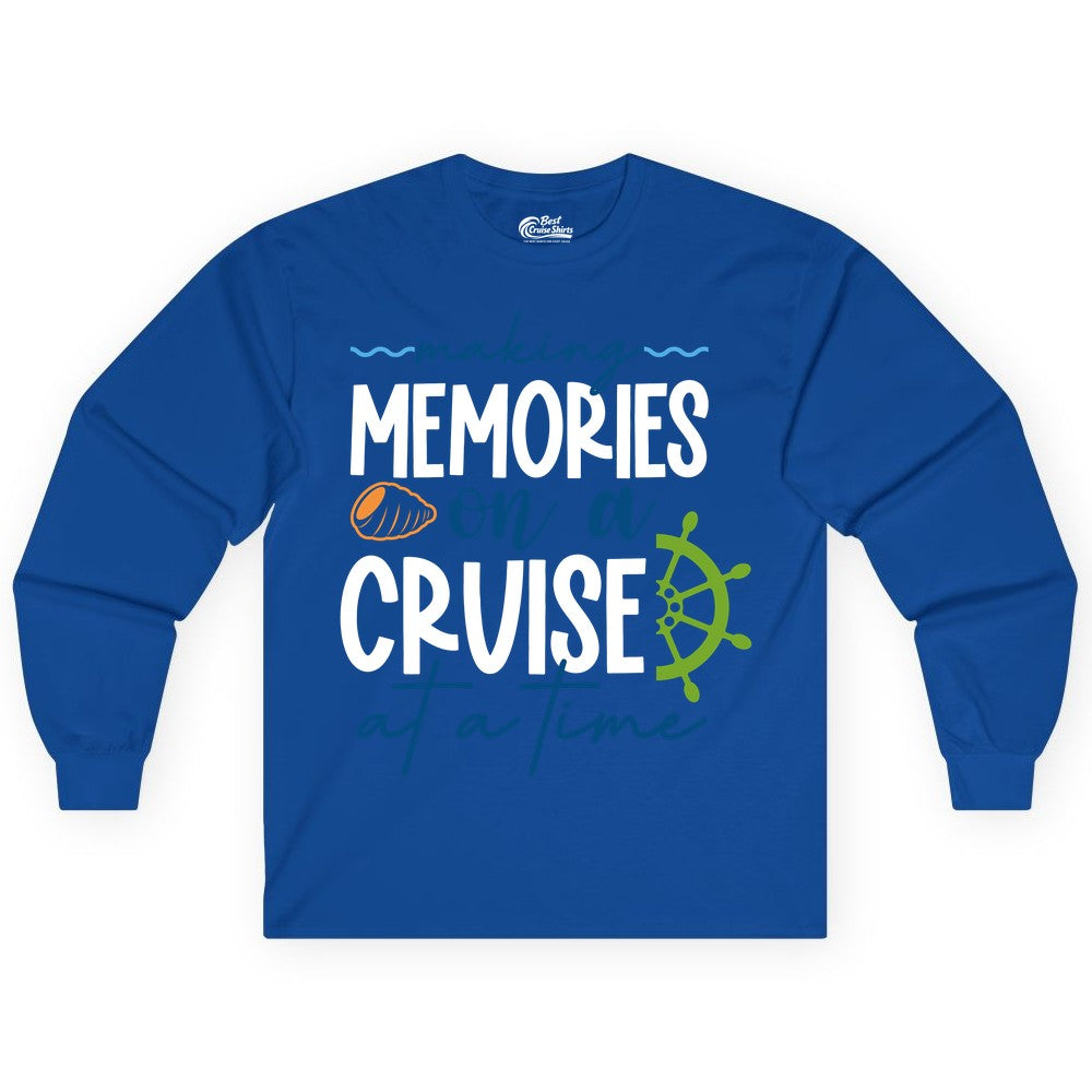Making Memories Cruise Shirt - Nautical Cruise Vacation Apparel (Long Sleeve) in Royal - Making Memories on a Cruise Nautical Family Vacation Shirt