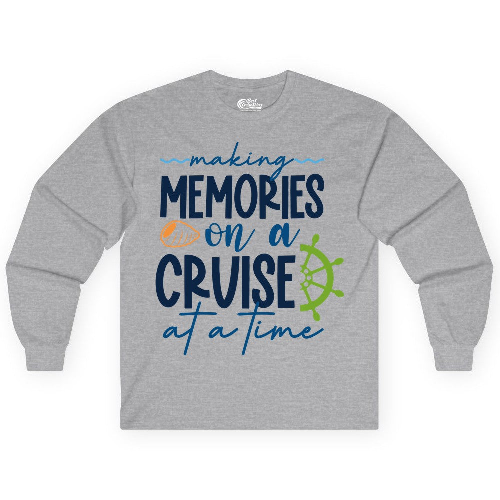 Making Memories Cruise Shirt - Nautical Cruise Vacation Apparel (Long Sleeve) in Sport Grey - Making Memories on a Cruise Nautical Family Vacation Shirt