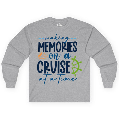 Making Memories Cruise Shirt - Nautical Cruise Vacation Apparel (Long Sleeve) in Sport Grey - Making Memories on a Cruise Nautical Family Vacation Shirt
