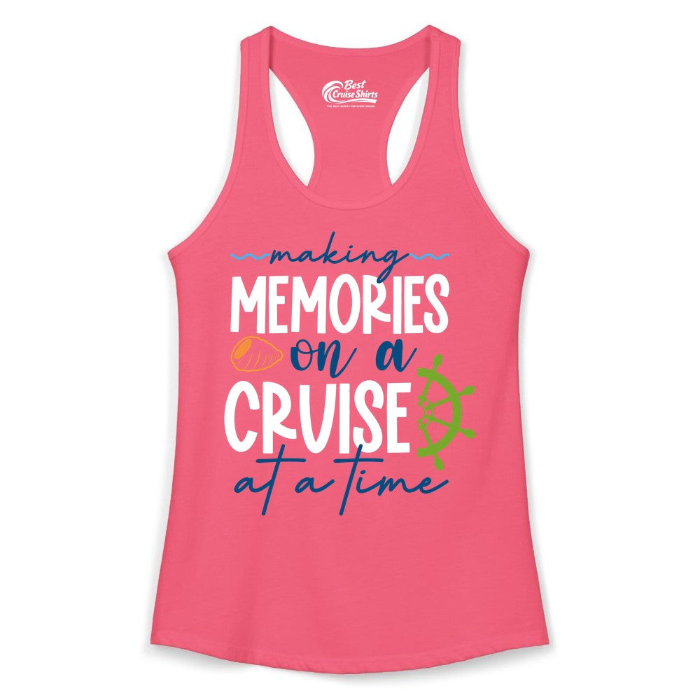 Making Memories Cruise Shirt - Nautical Cruise Vacation Apparel (Ladies Tank) in Hot Pink - Making Memories on a Cruise Nautical Family Vacation Shirt