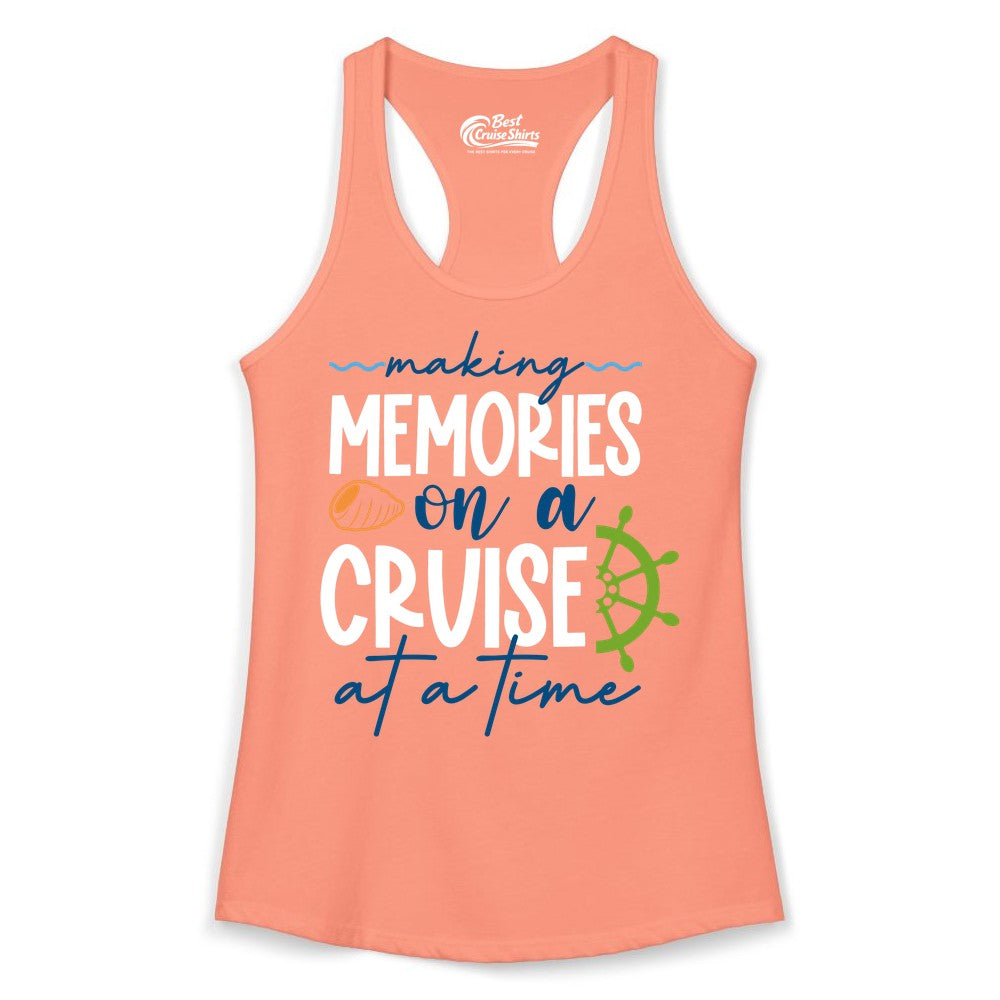 Making Memories Cruise Shirt - Nautical Cruise Vacation Apparel (Ladies Tank) in Solid Light Orange - Making Memories on a Cruise Nautical Family Vacation Shirt