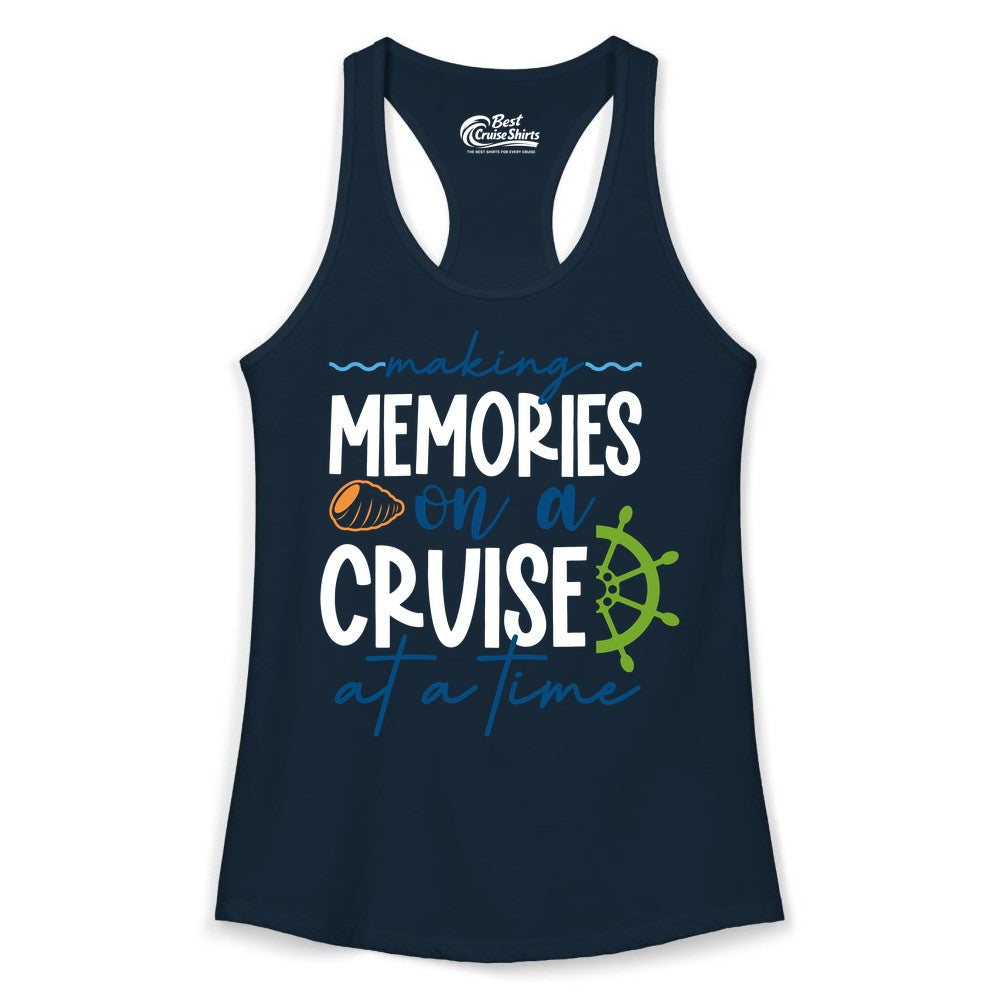 Making Memories Cruise Shirt - Nautical Cruise Vacation Apparel (Ladies Tank) in Solid Midnight Navy - Making Memories on a Cruise Nautical Family Vacation Shirt