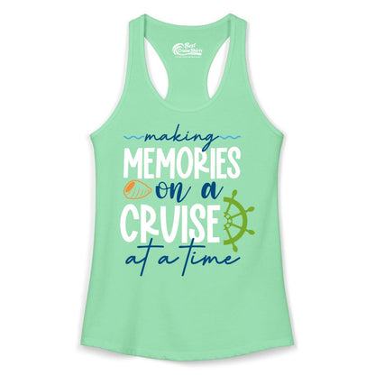 Making Memories Cruise Shirt - Nautical Cruise Vacation Apparel (Ladies Tank) in Solid Mint - Making Memories on a Cruise Nautical Family Vacation Shirt