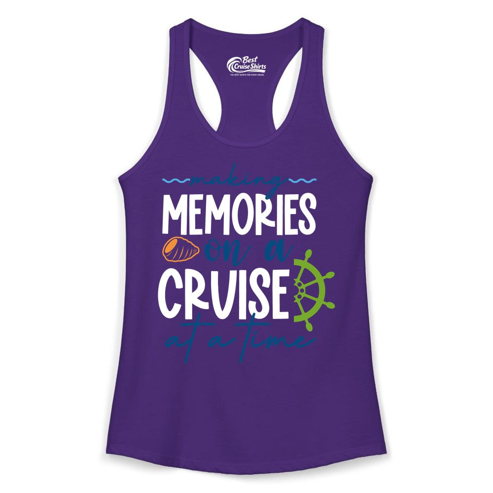 Making Memories Cruise Shirt - Nautical Cruise Vacation Apparel (Ladies Tank) in Solid Purple Rush - Making Memories on a Cruise Nautical Family Vacation Shirt